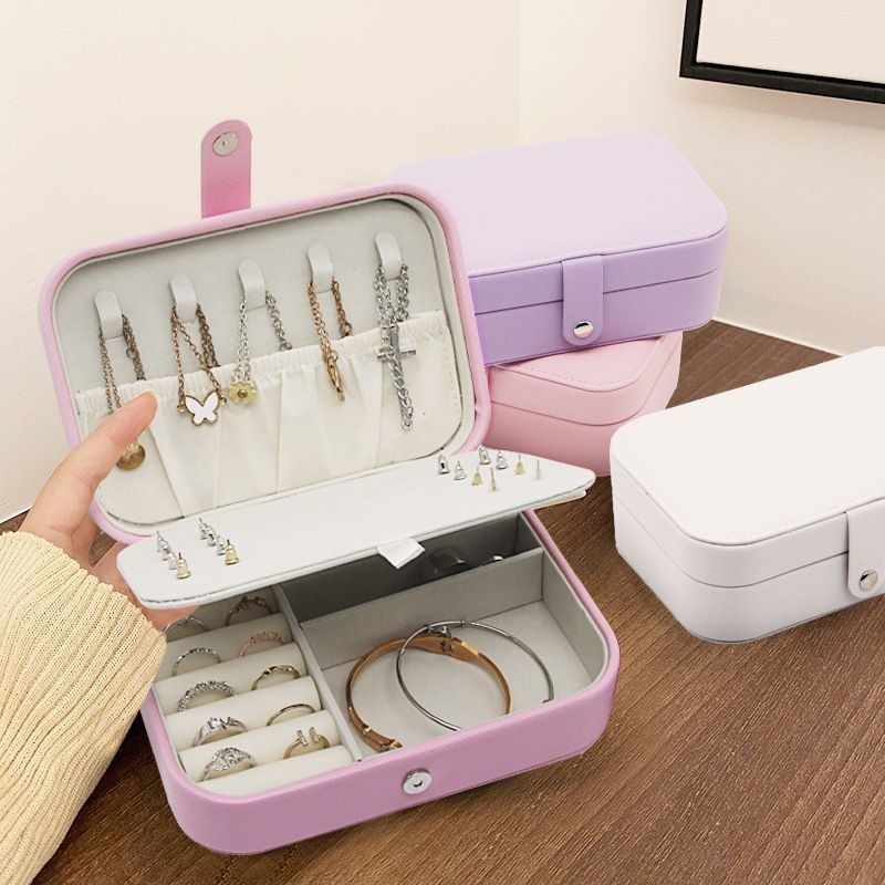 Carcasa portátil de joyas de viaje mini cuadrada Anillos, pendientes, collares, boxes de regalo para bodas