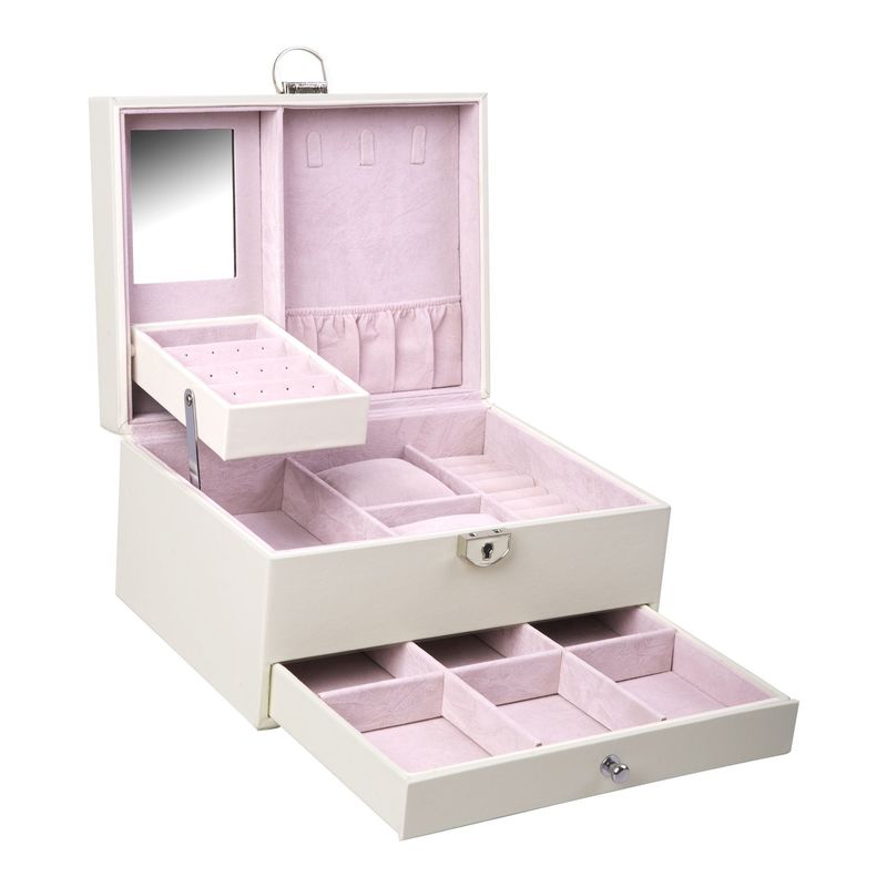 Medium Open Way Clamshell PU Juegos de pieles de joyería/anillo/anillo/collar/brazalete/caja de almacenamiento de relojes para joyería de lujo