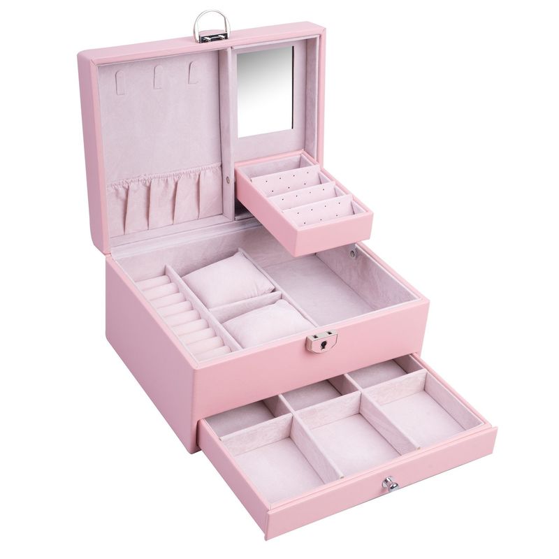 Medium Open Way Clamshell PU Juegos de pieles de joyería/anillo/anillo/collar/brazalete/caja de almacenamiento de relojes para joyería de lujo