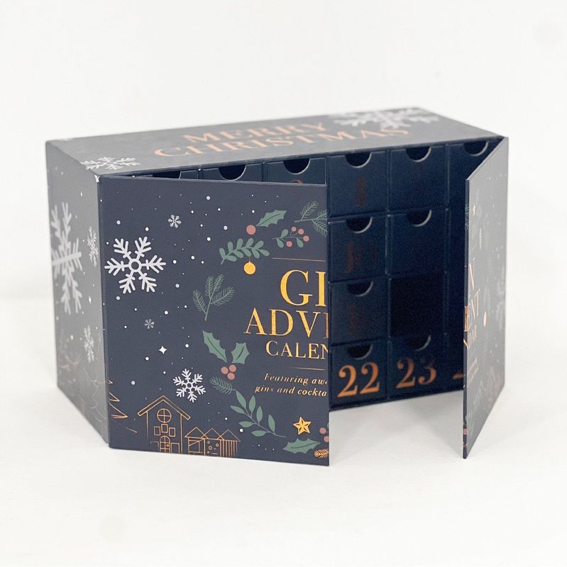 Puerta abierta Magneto Papel de cartón Caja de regalo para maquillaje de joyería cosmética Calendario de Adviento