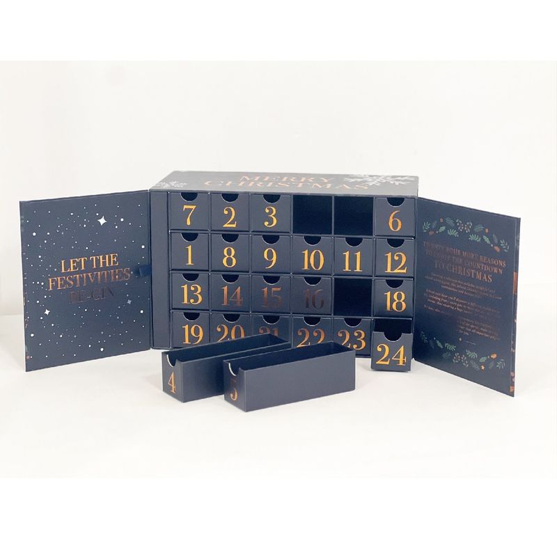 Puerta abierta Magneto Papel de cartón Caja de regalo para maquillaje de joyería cosmética Calendario de Adviento