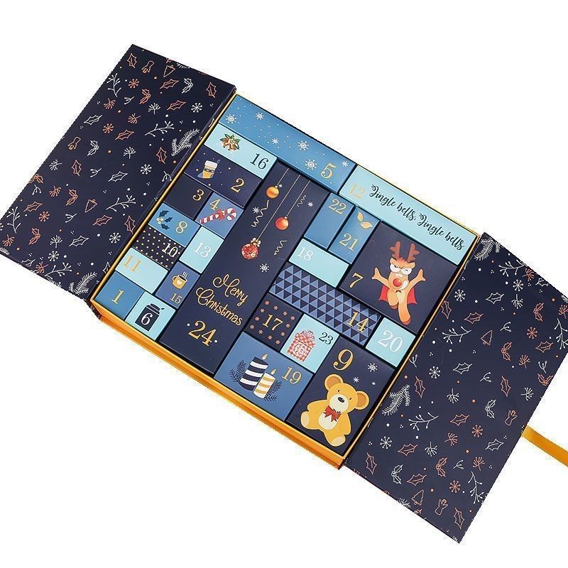 Puerta abierta Magneto Papel de cartón Caja de regalo para maquillaje de joyería cosmética Calendario de Adviento