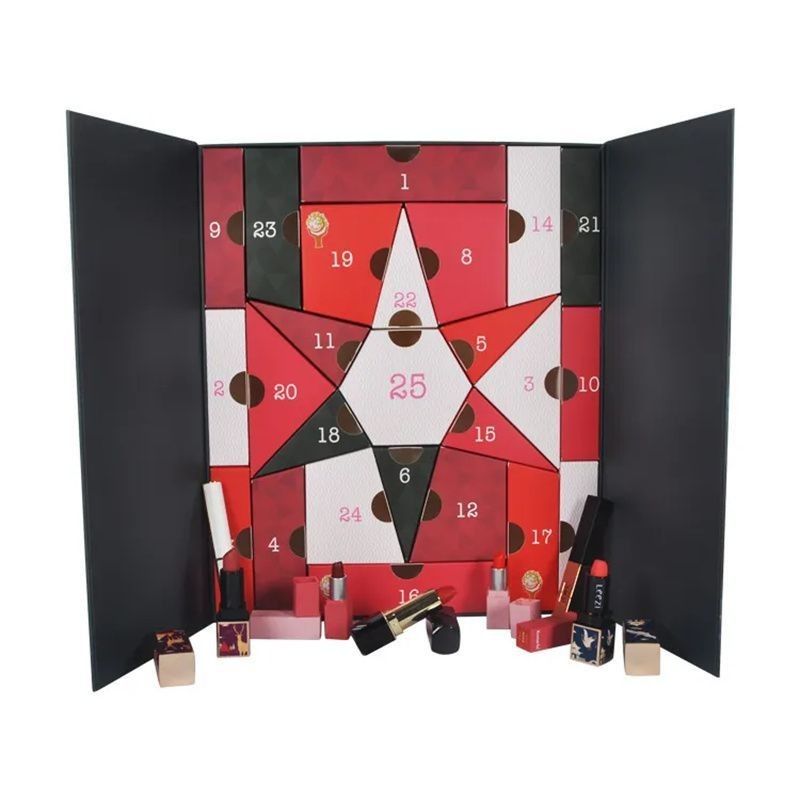 Puerta abierta Magneto Papel de cartón Caja de regalo para maquillaje de joyería cosmética Calendario de Adviento