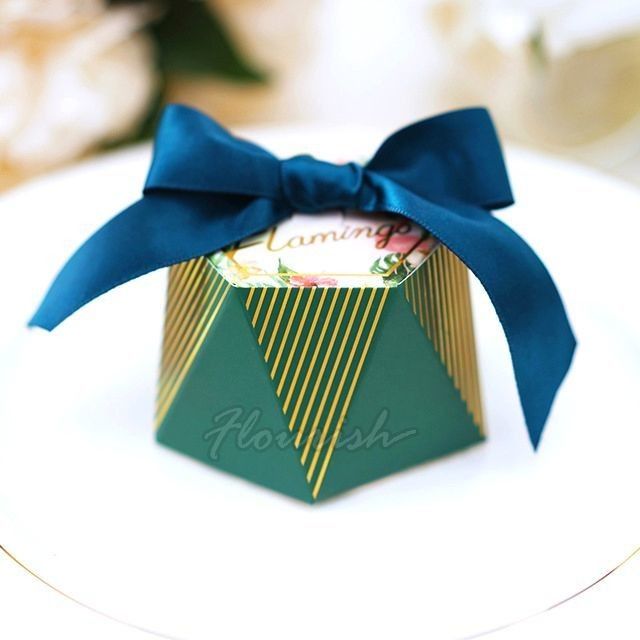 Caramelos personalizados de papel regalo de chocolate caja de embalaje de papel caliente de papel de aluminio estampado de oro para el festival de bodas