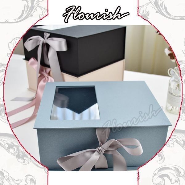Embalaje de caja de regalo de flores de color personalizado con ventana transparente y cinta ecológica