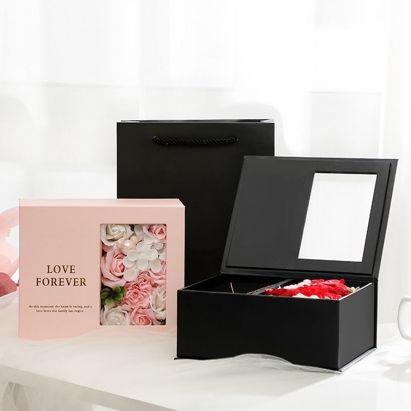 Caja de regalo de flores de lujo de cartón negro para el Día de San Valentín 1,0 - 3,0 mm de espesor