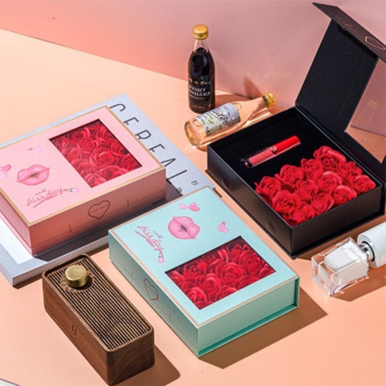 Caja de regalo de flores de lujo de cartón negro para el Día de San Valentín 1,0 - 3,0 mm de espesor