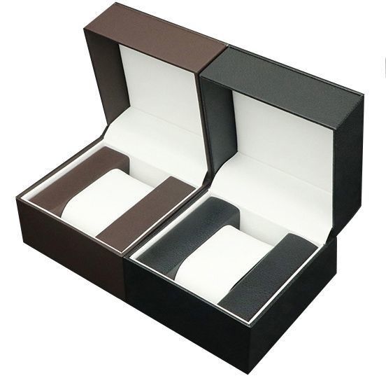 Caja de relojes de cuero de PU impermeable con cajón de joyería, caja de almacenamiento y logotipo personalizado