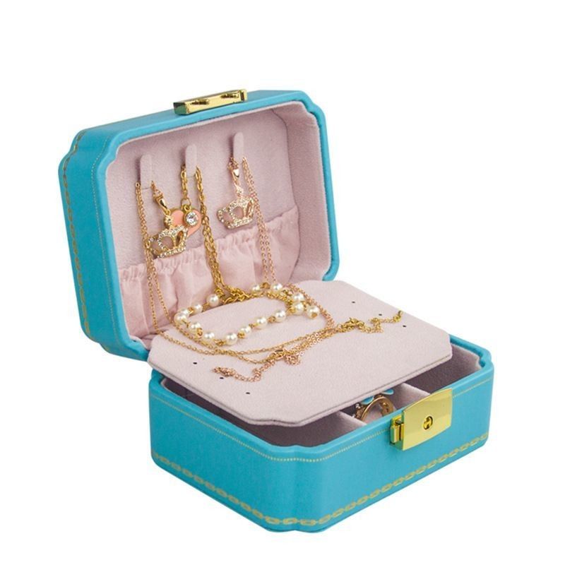 Caja personalizada Caja de joyería de PU creativa para joyería europea Reloj de viaje portátil Bolsa de almacenamiento de joyas Caja de almacenamiento doble