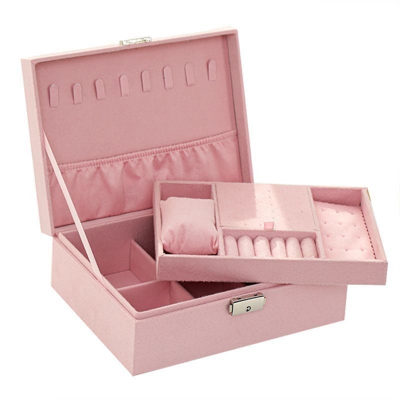 Caja de almacenamiento de joyas de madera de gran capacidad para joyería, pendientes, collares y anillos
