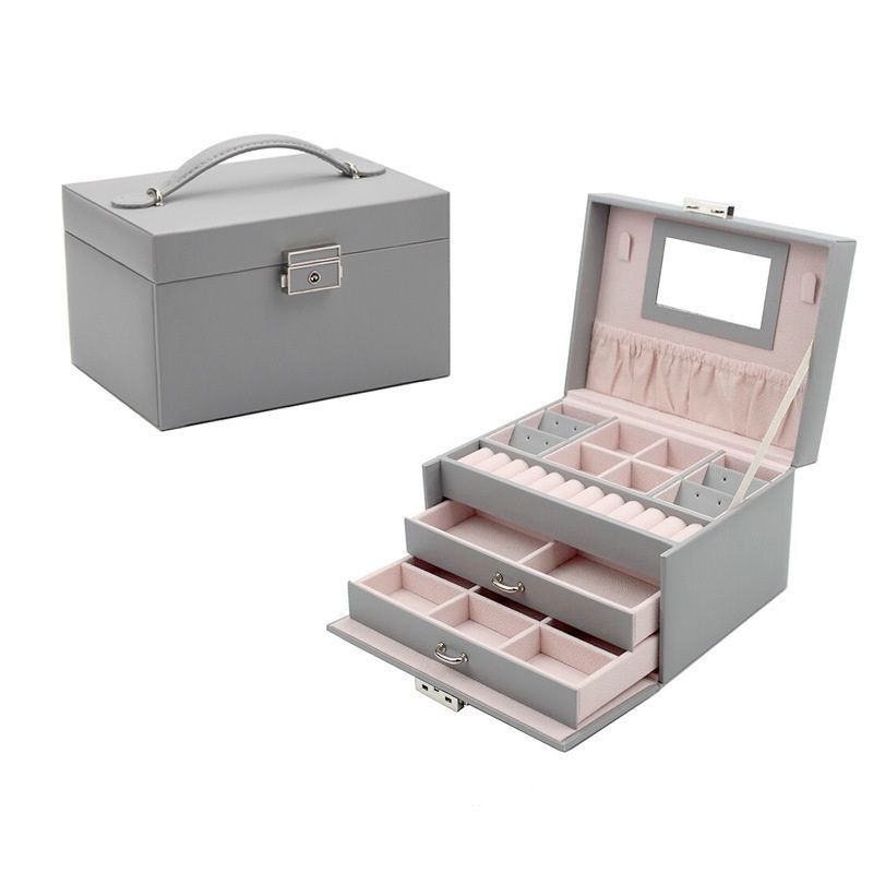 Caja de almacenamiento de joyas de madera de gran capacidad para joyería, pendientes, collares y anillos