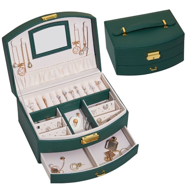 Caja de joyería de lujo caja de joyería de cuero de PU caja de joyería para almacenamiento de anillo / collar