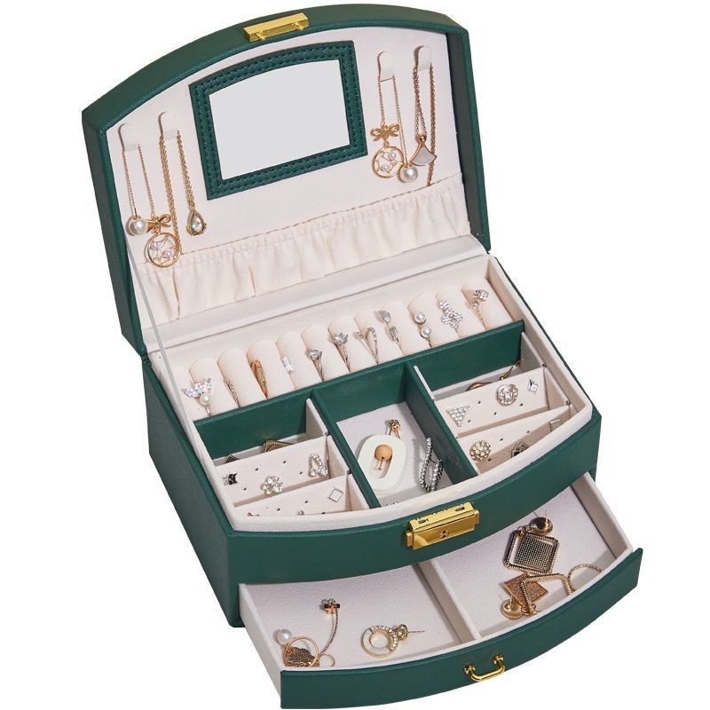 Caja de joyería de lujo caja de joyería de cuero de PU caja de joyería para almacenamiento de anillo / collar