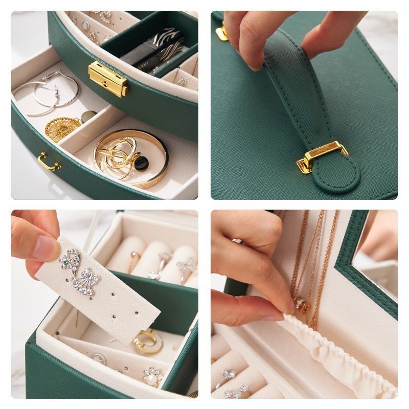 Caja de joyería de lujo caja de joyería de cuero de PU caja de joyería para almacenamiento de anillo / collar