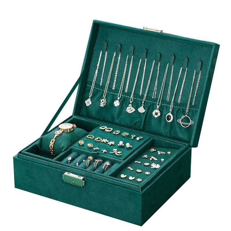 Caja de joyas de múltiples capas personalizable para collar y relojes Almacenamiento 23*17*8.5cm