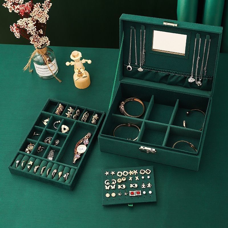 Caja de joyas de múltiples capas personalizable para collar y relojes Almacenamiento 23*17*8.5cm