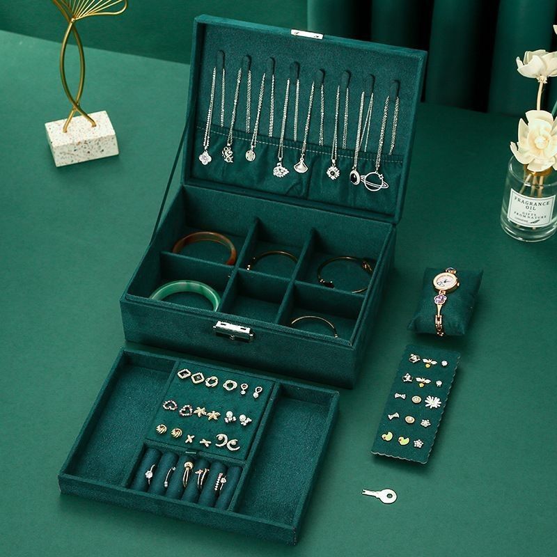 Caja de joyas de múltiples capas personalizable para collar y relojes Almacenamiento 23*17*8.5cm