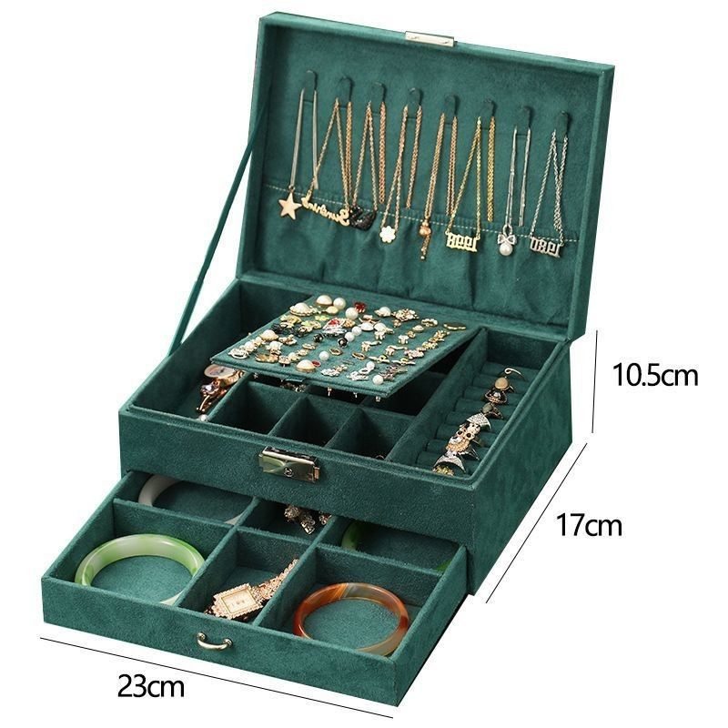 Caja de joyas de múltiples capas personalizable para collar y relojes Almacenamiento 23*17*8.5cm