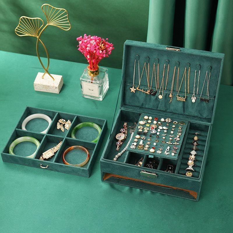 Caja de joyas de múltiples capas personalizable para collar y relojes Almacenamiento 23*17*8.5cm