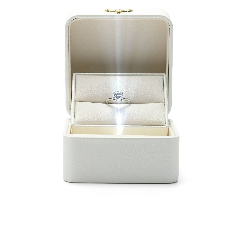 Fin de la lámpara de compromiso de luz de LED creativa de anillo de pantalla caja de anillo único colgante de joyería caja de regalo caja de cuero de PU