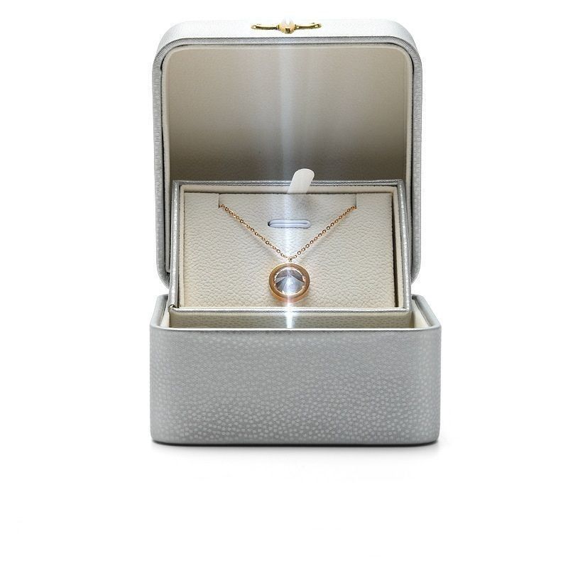 Fin de la lámpara de compromiso de luz de LED creativa de anillo de pantalla caja de anillo único colgante de joyería caja de regalo caja de cuero de PU