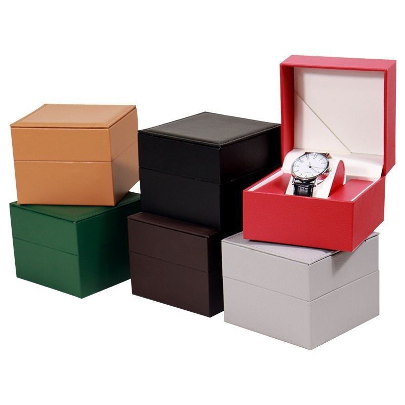 Cuadro de marfil PU de cuero de regalo de exhibición de cajas Eco amigable para anillo joyería reloj cartera