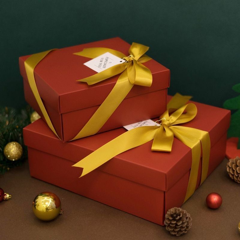 Caja de regalo con corbata de cinta tapa y base Cajas de regalo de papel de lujo