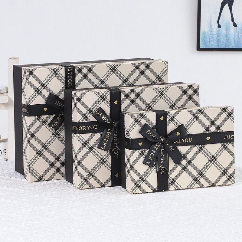 Caja de regalo con corbata de cinta tapa y base Cajas de regalo de papel de lujo