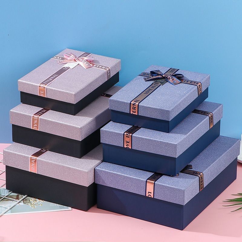 Caja de regalo con corbata de cinta tapa y base Cajas de regalo de papel de lujo