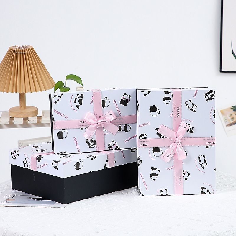 Caja de regalo con corbata de cinta tapa y base Cajas de regalo de papel de lujo