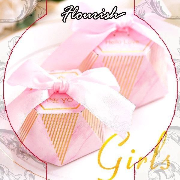 Papel de arte rosa caja de regalo personalizada estampado en caliente Bowknot Tipo cajas de regalo de dulces