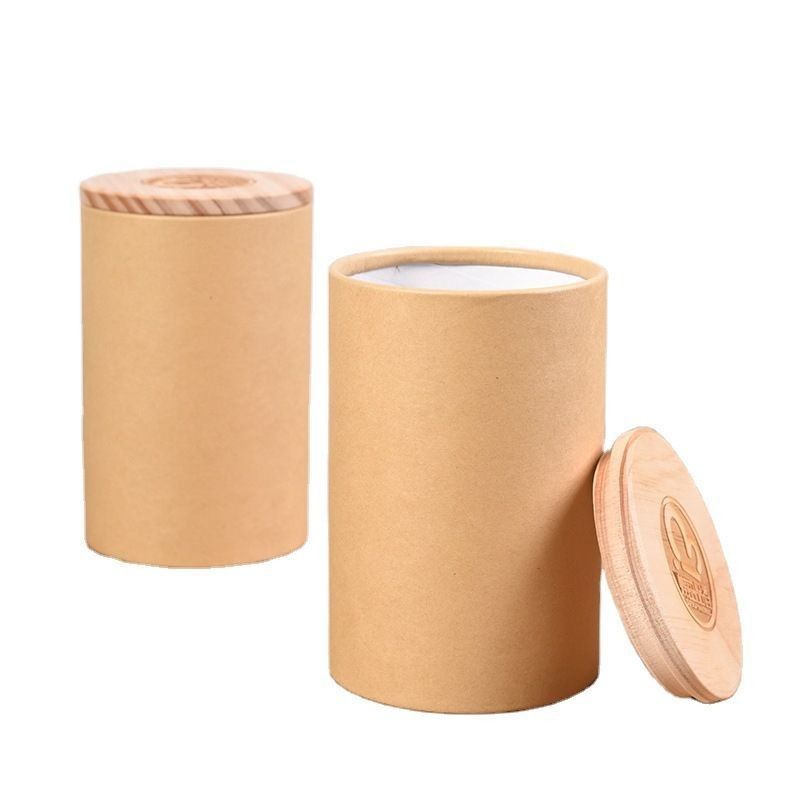 Envases de regalo de papel Kraft de grado alimenticio en caja de tubo redondo para té, café y flores