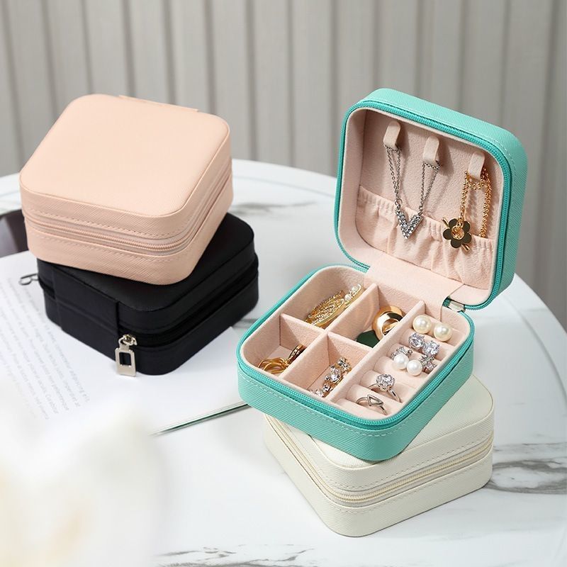 Conjunto de joyas cuadradas caja de regalo mini caja para mujeres chicas moda sólida de lujo portátil PU de cuero de PVC cartón