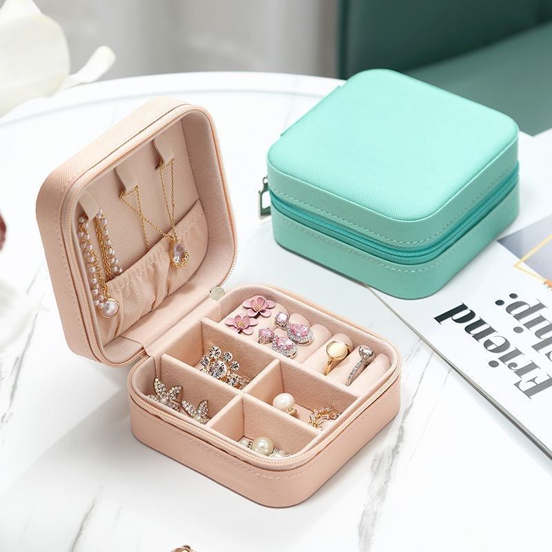 Conjunto de joyas cuadradas caja de regalo mini caja para mujeres chicas moda sólida de lujo portátil PU de cuero de PVC cartón