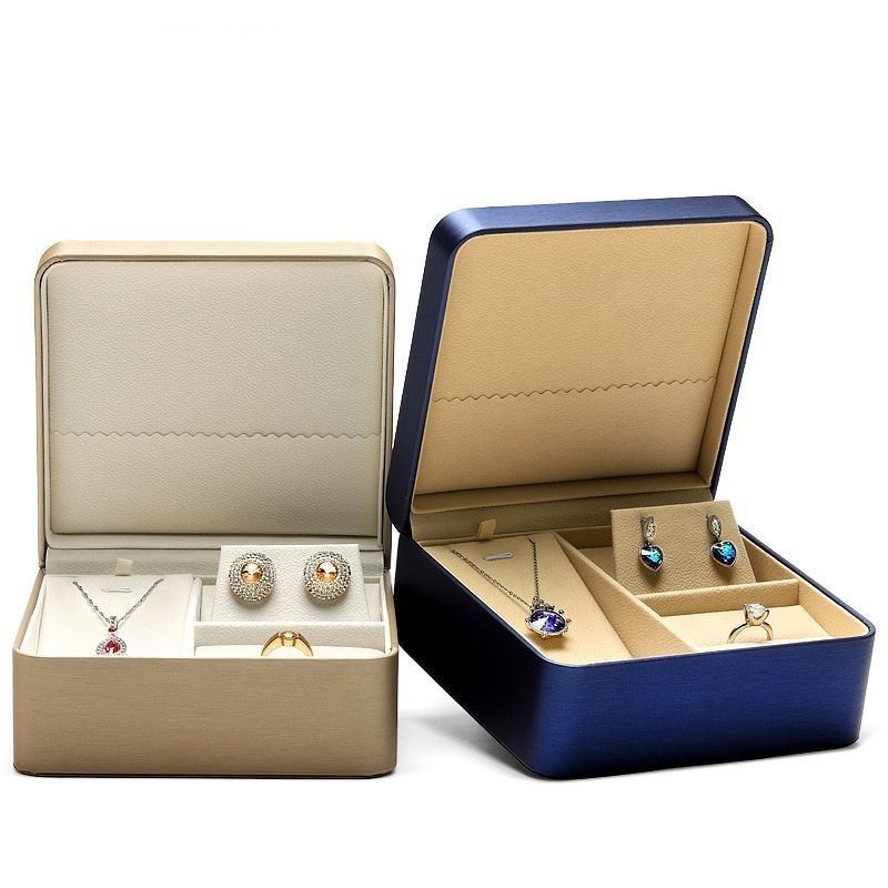Caja de embalaje de joyas de cuero de PU para anillo colgante collar de pendientes de almacenamiento caja de regalo