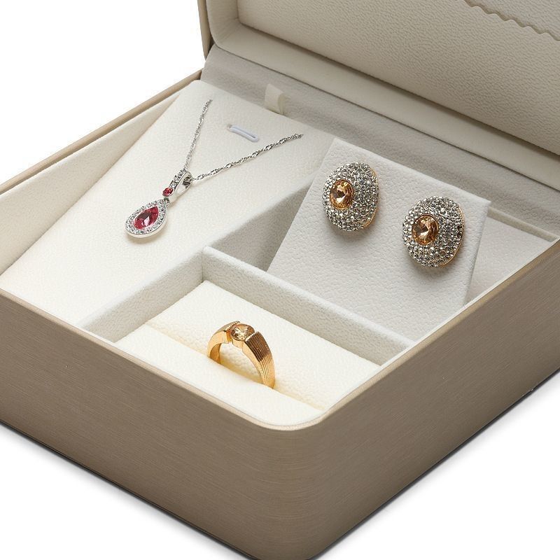 Caja de embalaje de joyas de cuero de PU para anillo colgante collar de pendientes de almacenamiento caja de regalo