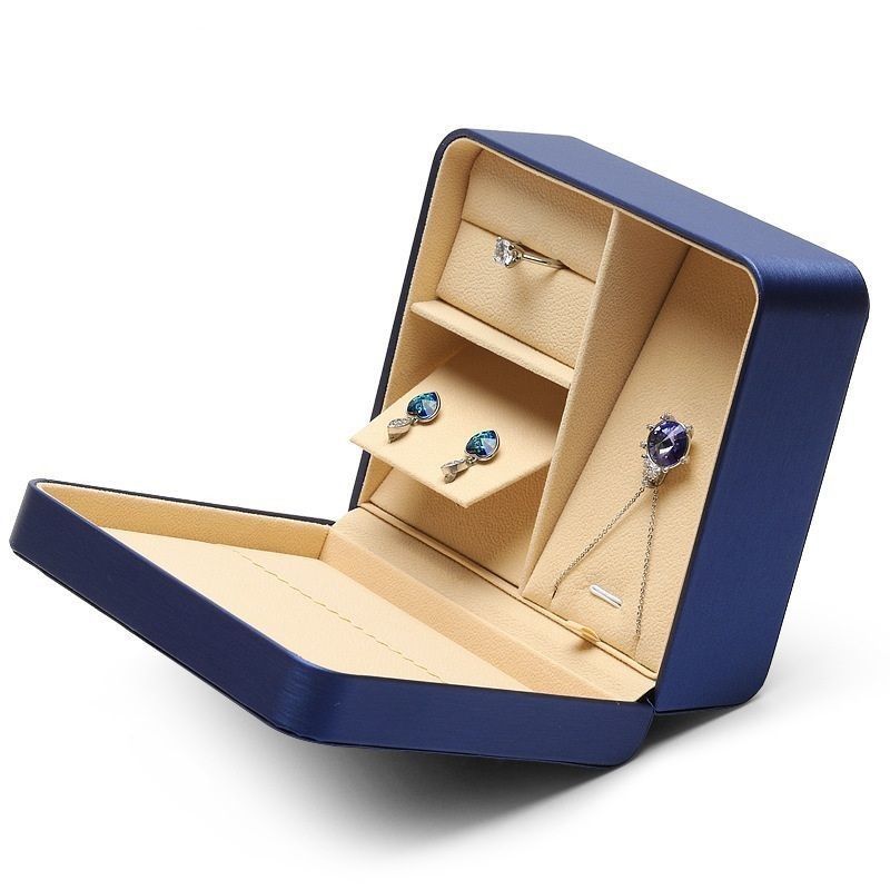 Caja de embalaje de joyas de cuero de PU para anillo colgante collar de pendientes de almacenamiento caja de regalo