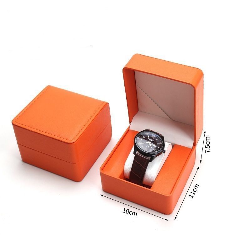 Caja de almacenamiento de joyas de relojes de cuero de PU hecha a mano con logotipo personalizado y interior forrado