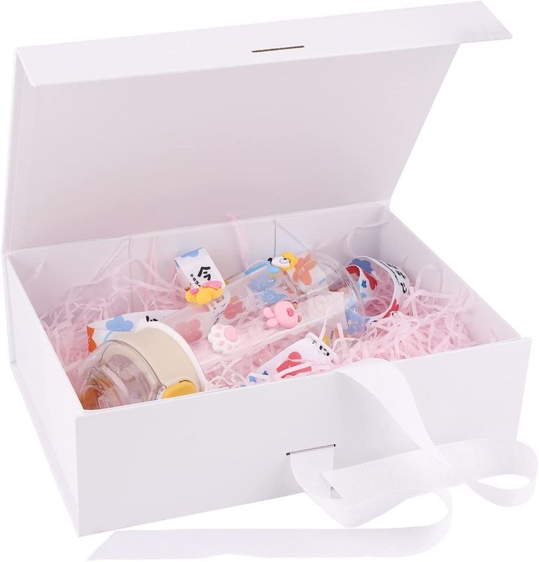 Caja de regalo magnética plegable con cinta de cartón rígido Caja de embalaje de cartón para taza de jabón de perfumes
