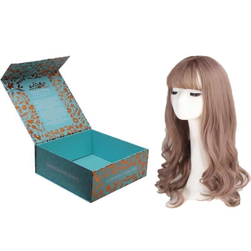 Envase de caja de regalo magnética plegable para té y café Peruca de extensión de cabello humano