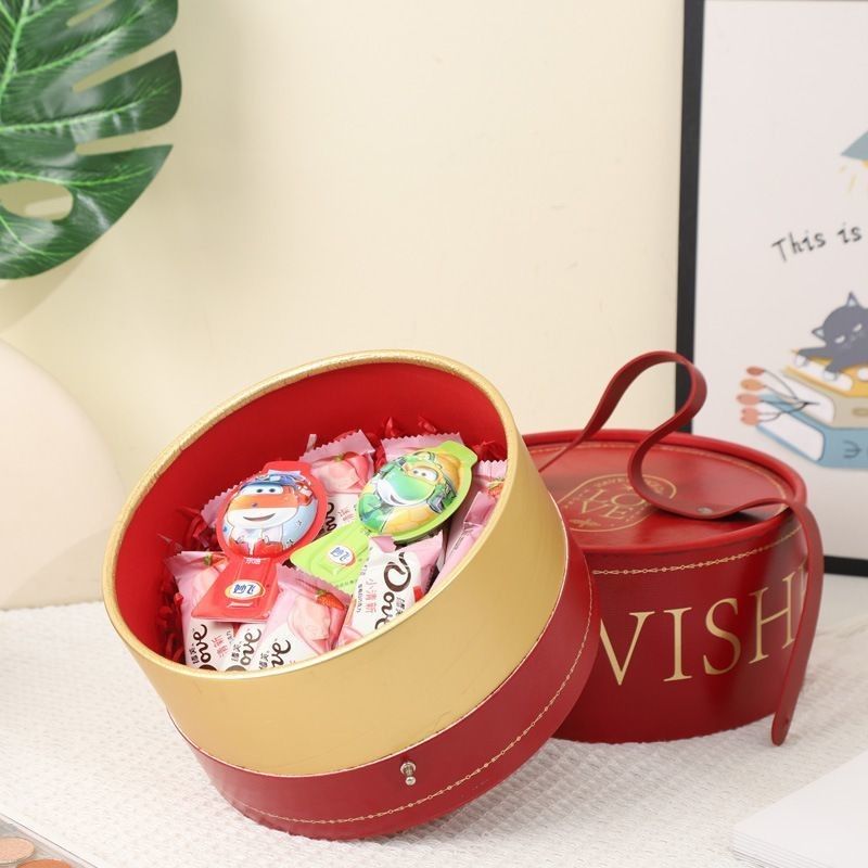 Embalaje de caja de regalo de cilindro redondo personalizado para almacenamiento de alimentos dulces chocolate joyas de vino