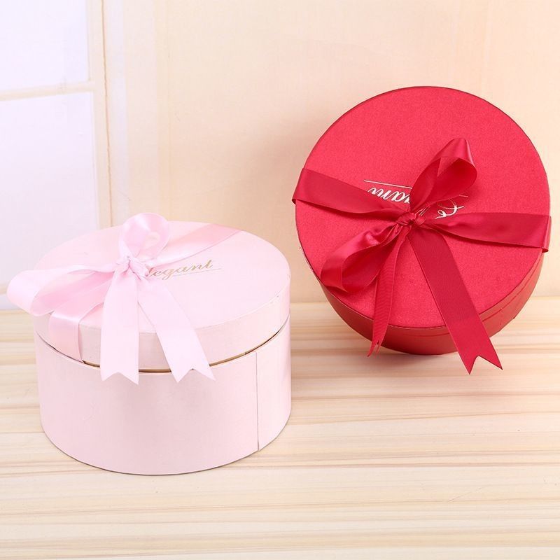 Decoración navideña Latas de papel reciclado Embalaje Caja de regalo Cajas redondas de cartón