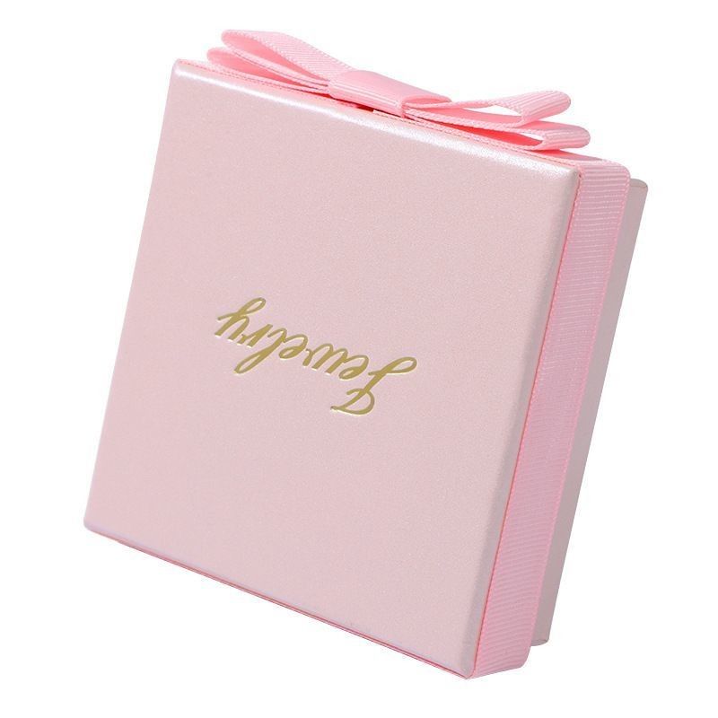 Color rosa caja de regalo de joyas Eco amigable estampado en caliente caja de embalaje de papel de lujo
