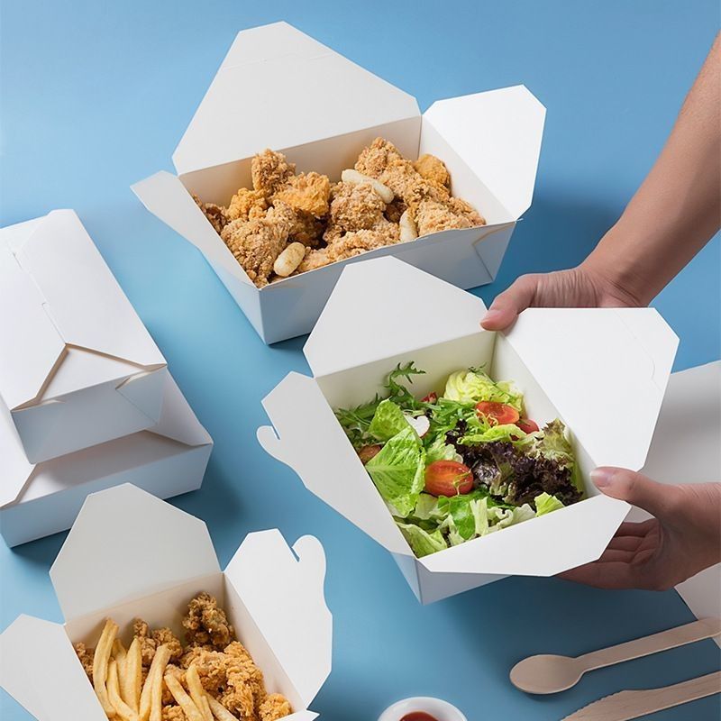 Caja de regalo personalizada de cartón blanco Caja de embalaje de comida rápida de papel para bocadillos de restaurante