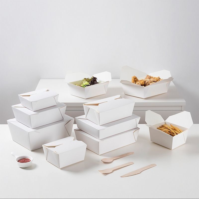 Caja de regalo personalizada de cartón blanco Caja de embalaje de comida rápida de papel para bocadillos de restaurante
