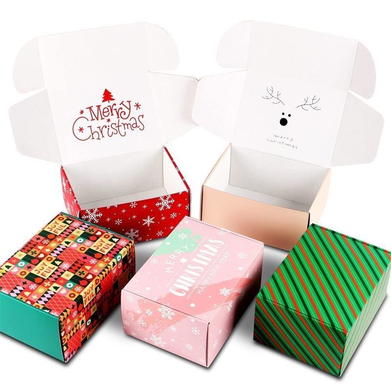Envío Plegable Plegable Impreso Personalizado Regalo de Navidad Papel Kraft Caja de correo corrugada para embalaje de cosméticos y alimentos