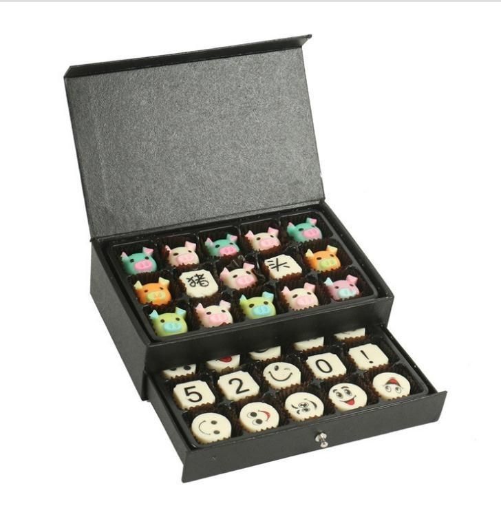 Cajas de regalo personalizadas de papel negro de arte Cajas de embalaje magnético para alimentos y dulces