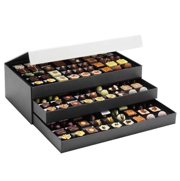 Cajas de regalo personalizadas de papel negro de arte Cajas de embalaje magnético para alimentos y dulces