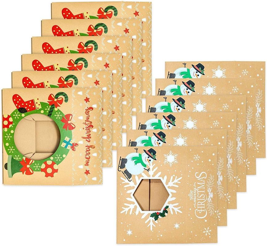 Embalaje de la caja de regalo de Navidad plegable Kraft para pastel de chocolate Panadería de postres Stock de alimentos