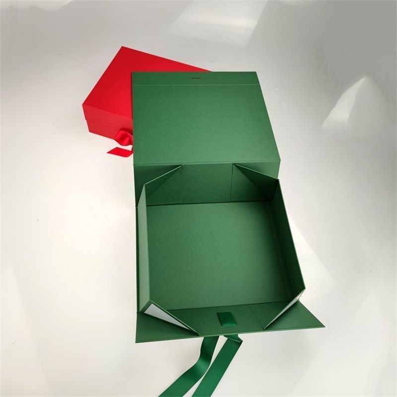 Caja de regalo de papel de cartón magnético plegable con mango de cinta para joyería